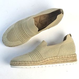 Adrienne Vittadini Niko Tan Stretch Knit Slip-on Memory Foam Platform Es…